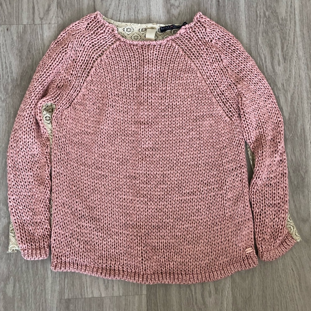 Pink and cream knit sweater